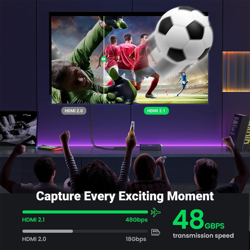Cabo de Vídeo Ugreen Hdmi 2.1 Macho/Fêmea 8k60hz 0.5M Preto