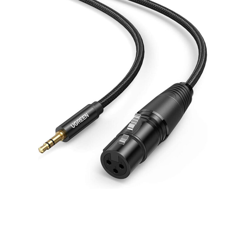 Cabo de Áudio Microfone Ugreen 3.5mm para Xlr Fêmea 1M Preto