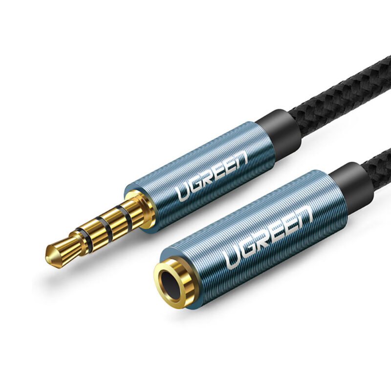 Cabo de Áudio Extensor Ugreen 3.5mm Macho/Fêmea 1M Preto