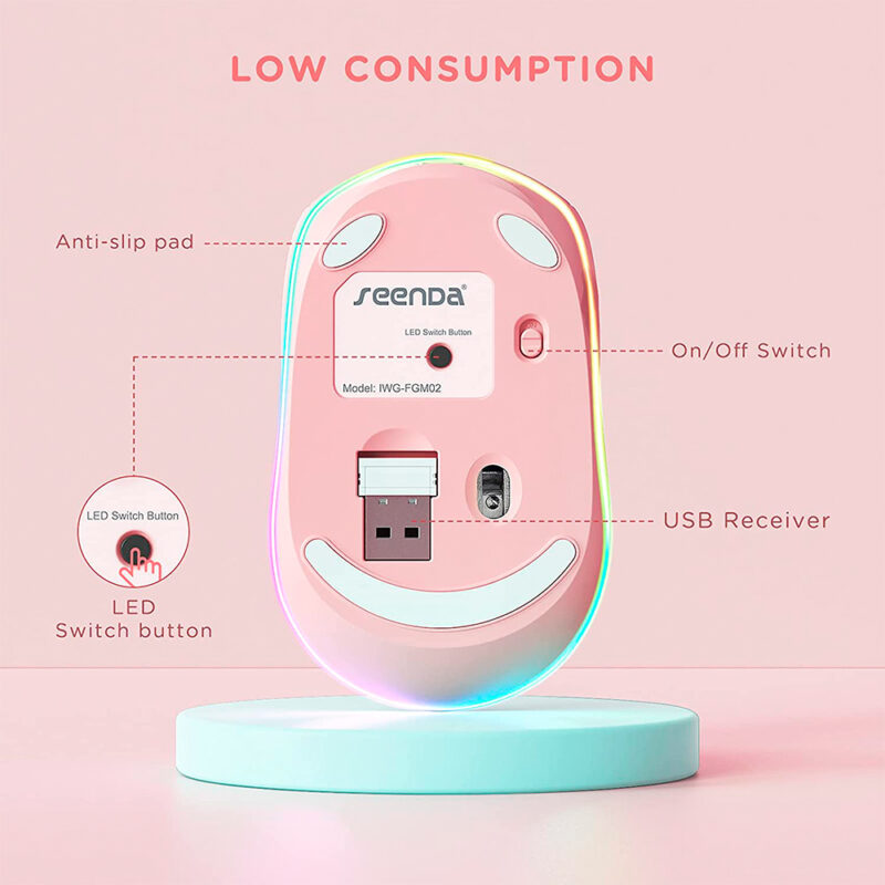 Mouse Sem Fio Bluetooth Seenda Iwg Fgm02 Recarregável Rosa