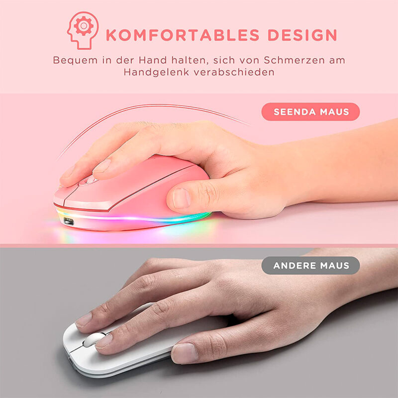 Mouse Sem Fio Bluetooth Seenda Iwg Fgm02 Recarregável Rosa
