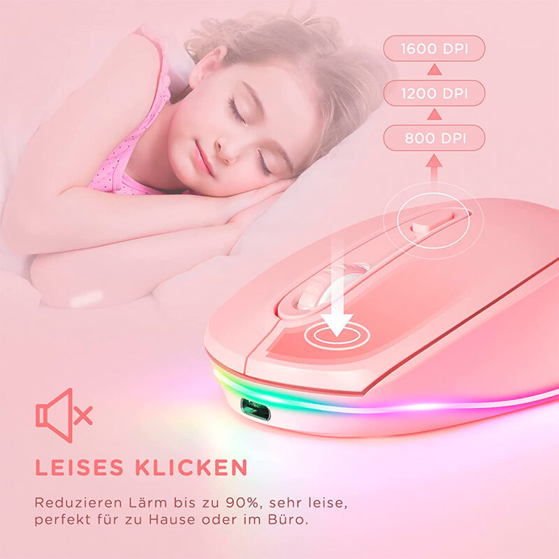 Mouse Sem Fio Bluetooth Seenda Iwg Fgm02 Recarregável Rosa