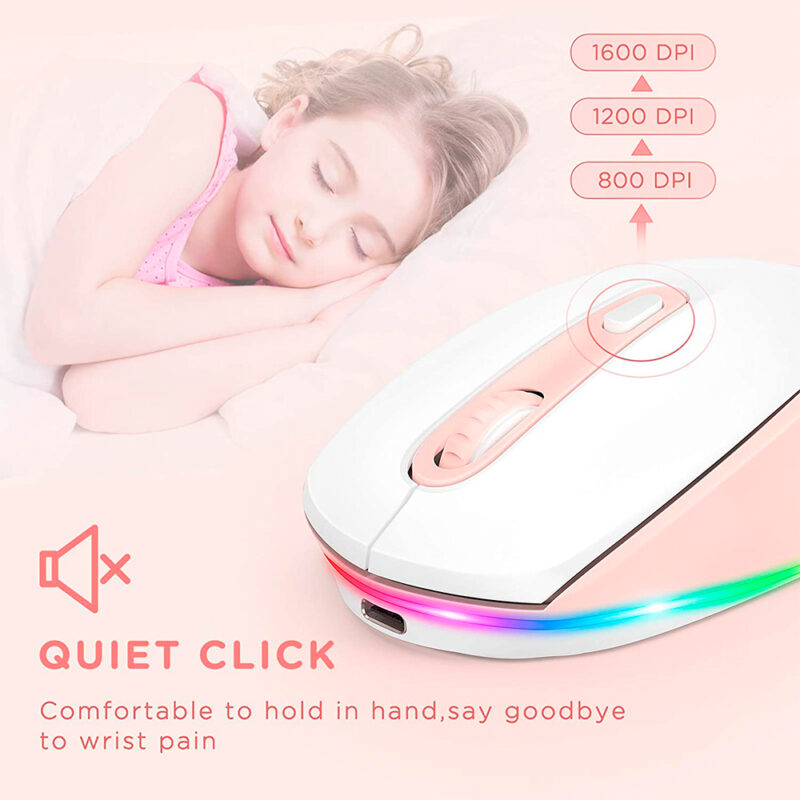 Mouse Sem Fio Seenda Iwg Fgm02 Recarregável Rosa Branco