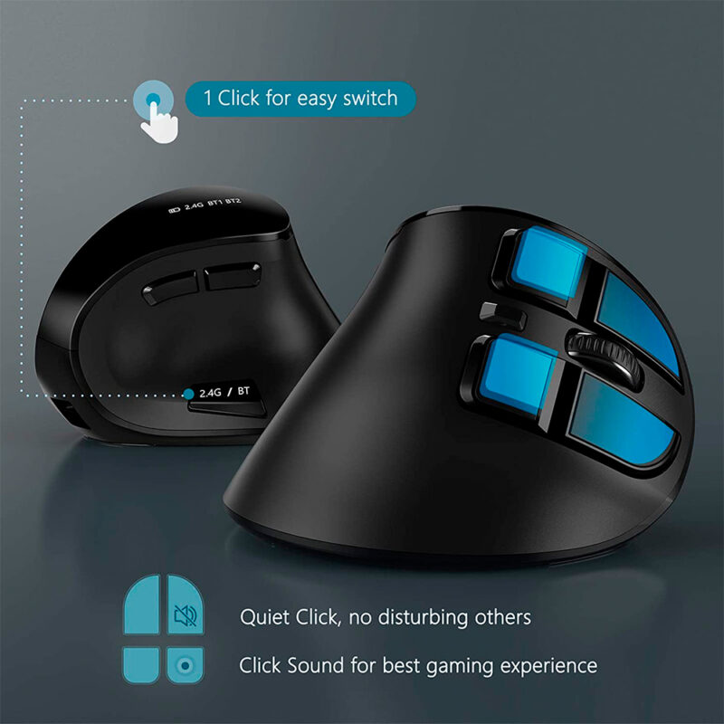 Mouse Vertical Sem Fio Seenda Iwg Sgm01 Recarregável Preto