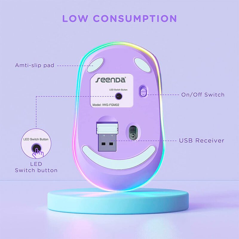 Mouse Sem Fio Bluetooth Seenda Iwg Fgm02 Recarregável Purple