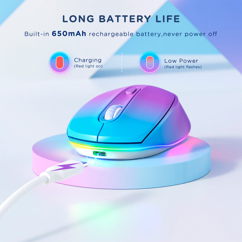 Mouse Sem Fio Seenda Iwg Fgm02 Recarregável Azul Púrpura