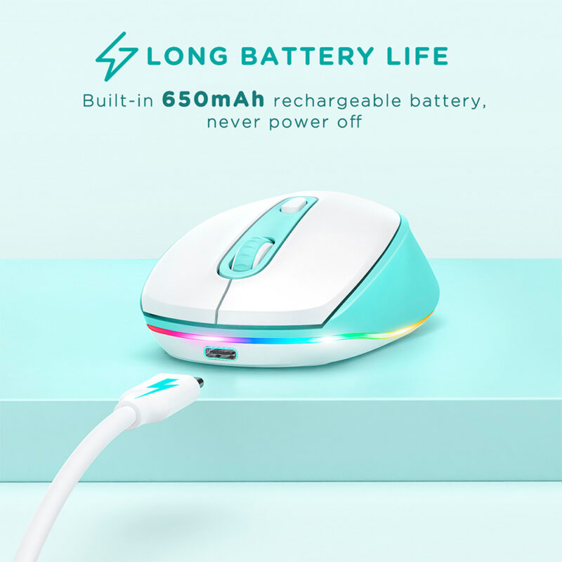 Mouse Sem Fio Seenda Iwg Fgm02 Recarregável Branco Azul