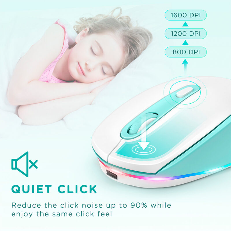 Mouse Sem Fio Seenda Iwg Fgm02 Recarregável Branco Azul