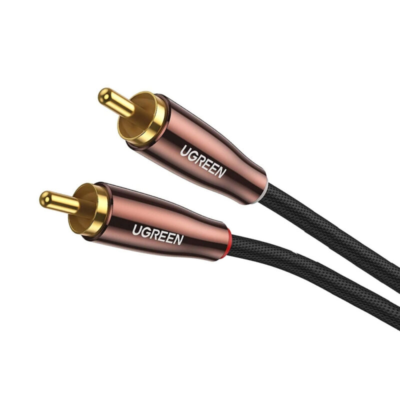 Cabo de Áudio Coaxial Ugreen Rca Macho/Macho 2M Cobre Preto