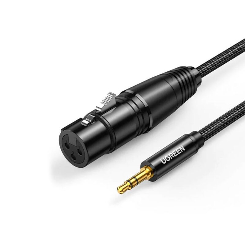 Cabo de Áudio Microfone Ugreen 3.5mm para Xlr Fêmea 2M Preto