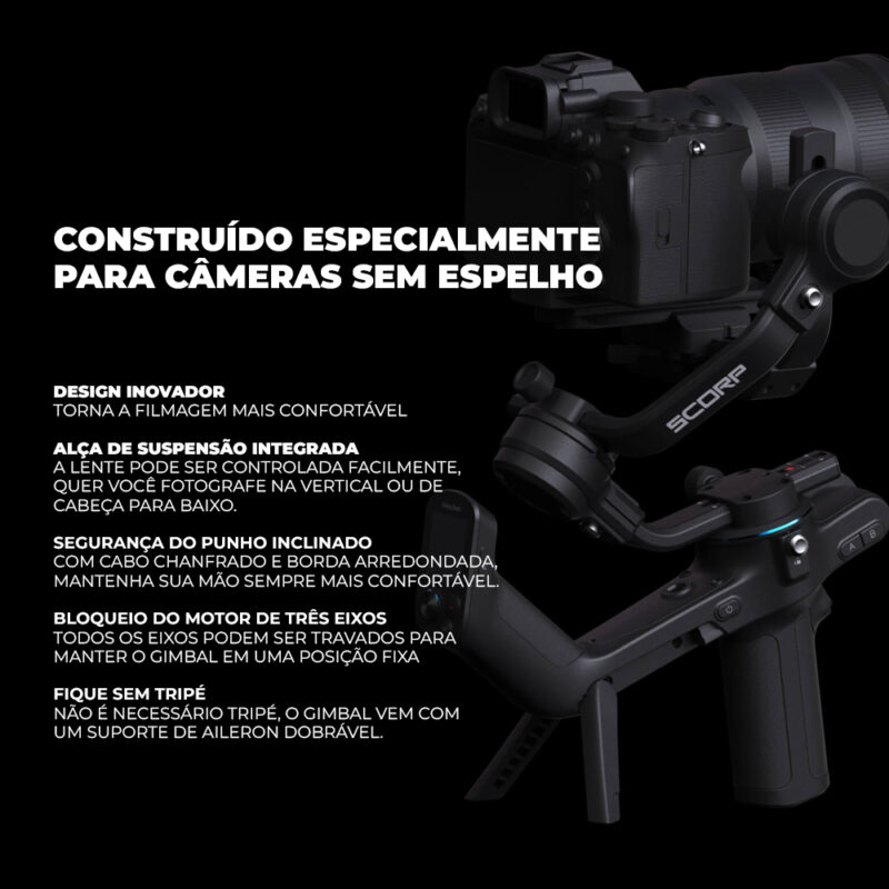 Gimbal Feiyutech Scorp Cardan para Câmera Fotográfica Preto