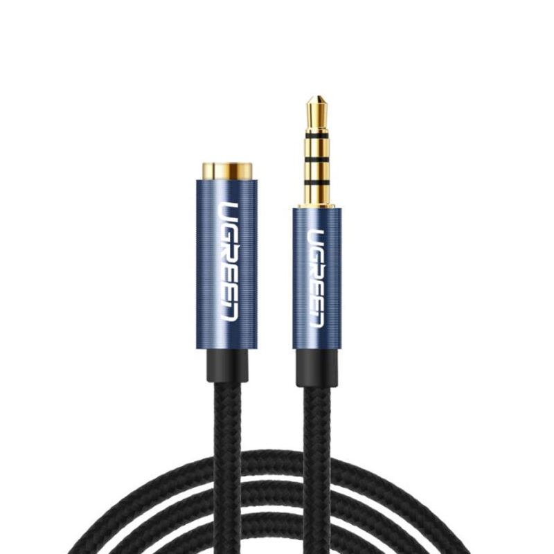 Cabo Extensor de Áudio Ugreen 3.5mm Macho/Fêmea 0.5M Preto