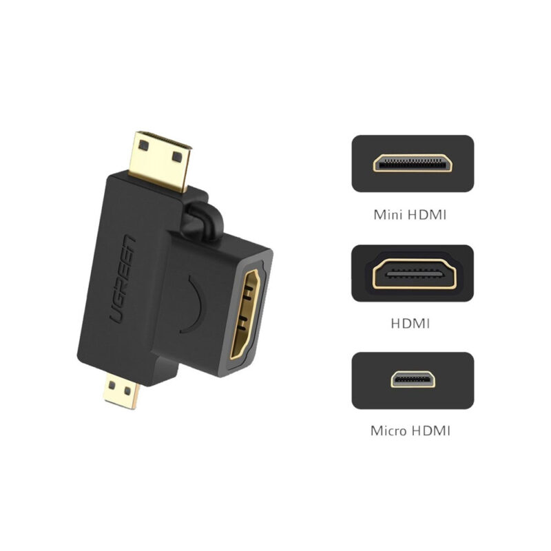 Adaptador Ugreen Micro Hdmi + Mini Hdmi Macho pra Hdmi Fêmea