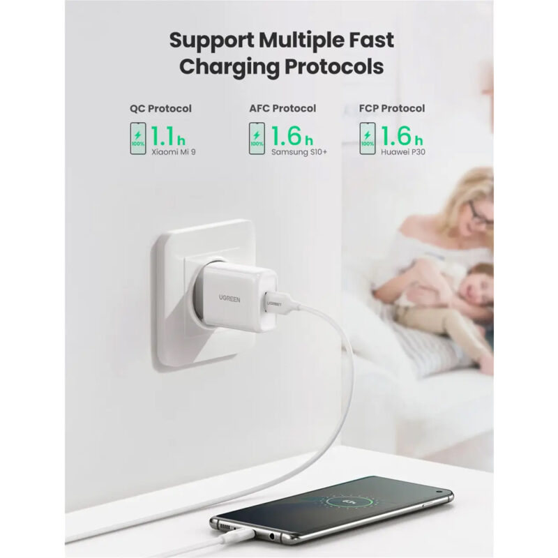 Carregador Ugreen Porta Usb A Turbo Qc 3.0 Max. 18W Branco