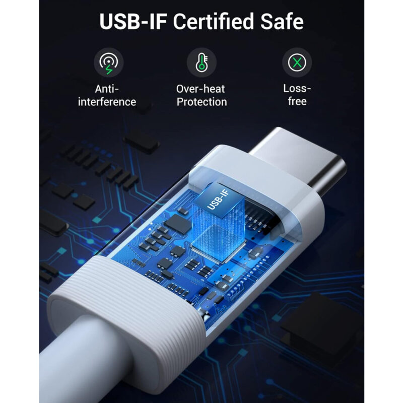 Cabo Dados Ugreen Usb 4.0 Tipo C 3 Gen Macho 8k 0.8M Branco