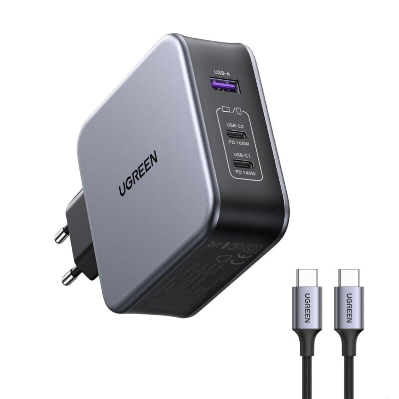 Carregador de Parede Ugreen Usb A/C 140W p/Android Ios Preto