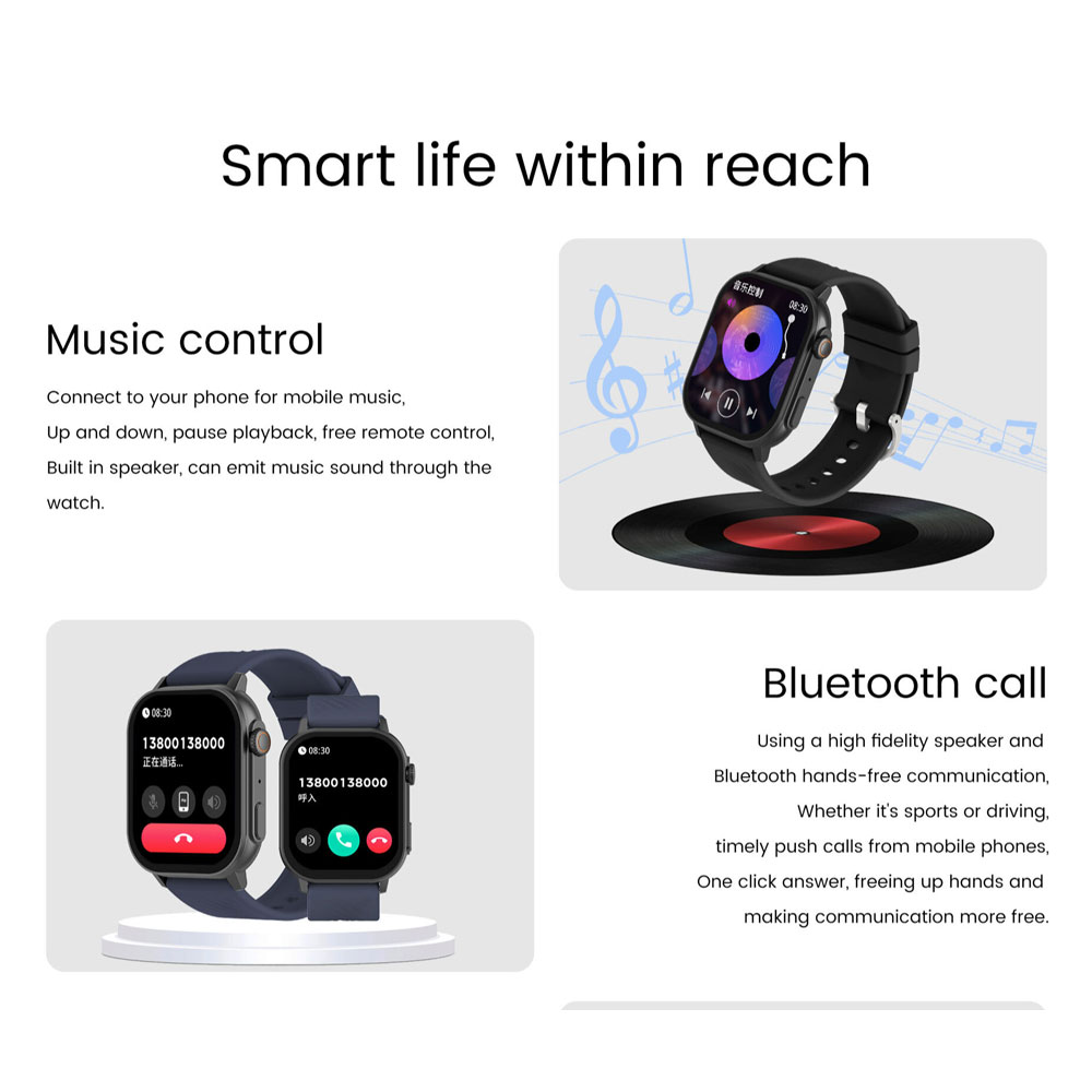 Relógio Inteligente Zwear ZL94 Chamadas BT 5.2 Tela 2.0 pol. Preto