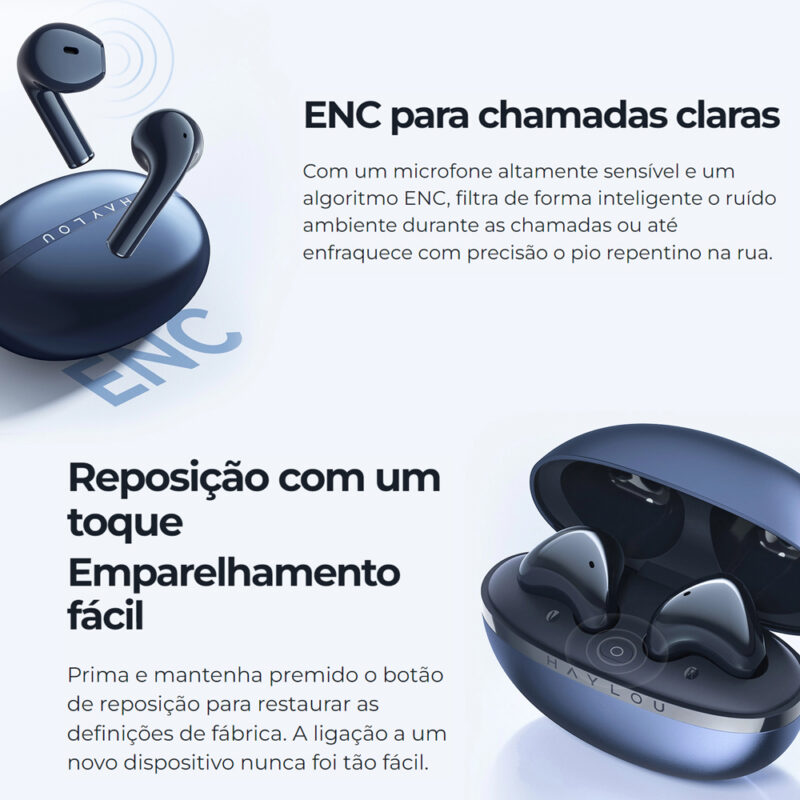 Fone de Ouvido Bluetooth Haylou X1 Sem Fio Driver 12mm Azul
