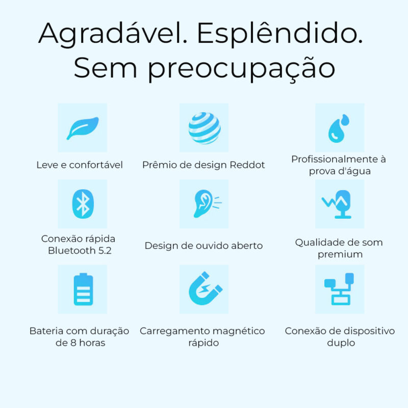Fone de Ouvido Bluetooh 5.2 Haylou Bc01 Sem Fio Condução Óssea Roza