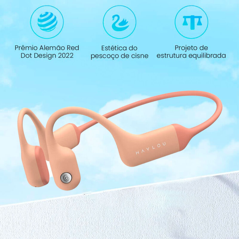 Fone de Ouvido Bluetooh 5.2 Haylou Bc01 Sem Fio Condução Óssea Roza