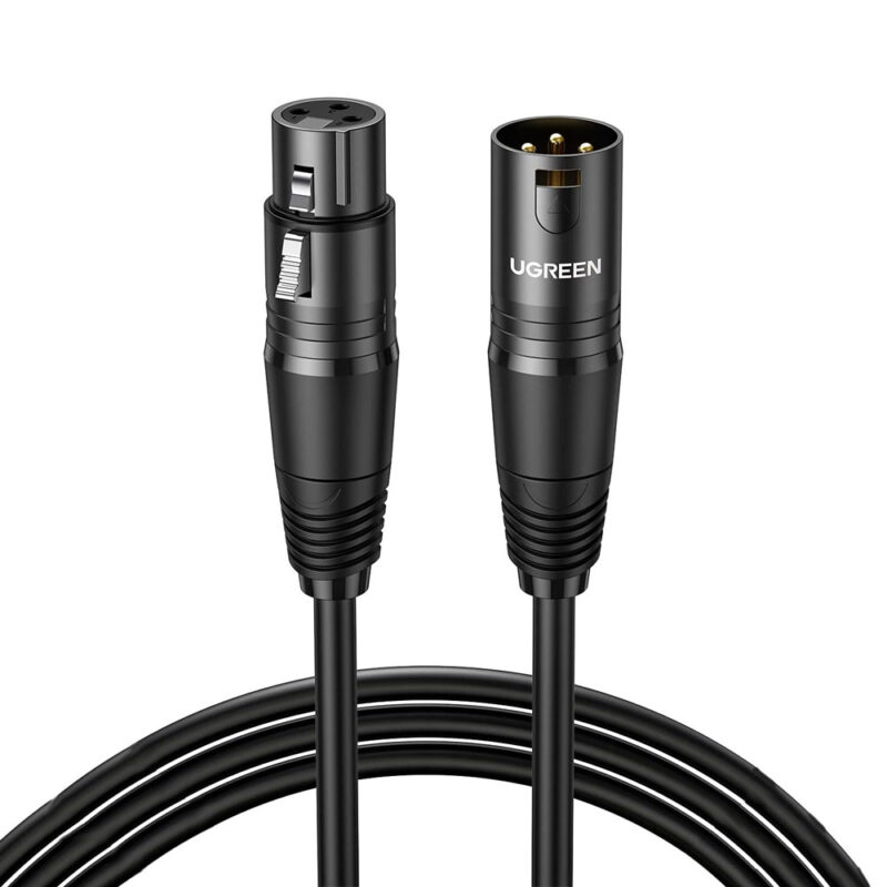 Cabo de Áudio Microfone Ugreen XLR Macho pra Fêmea 10M Preto