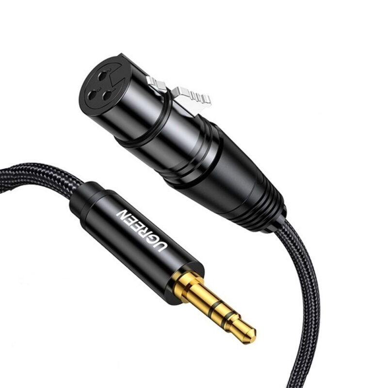 Cabo de Áudio Microfone Ugreen 3.5mm para Xlr Fêmea 2M Preto