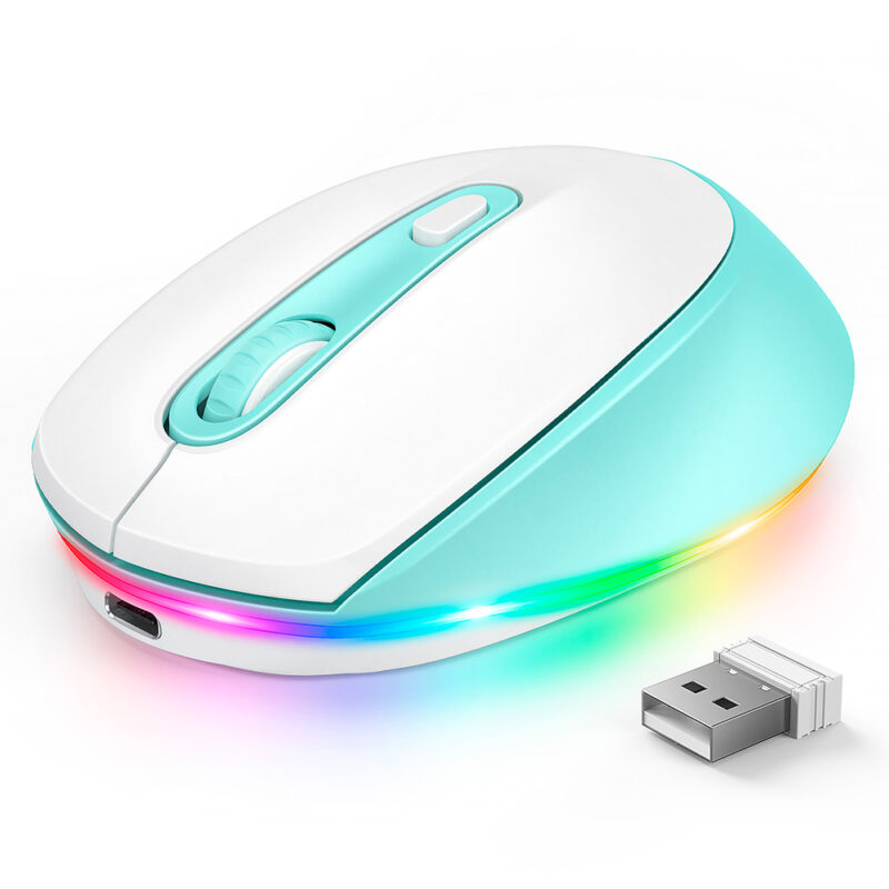 Mouse Sem Fio Seenda Iwg Fgm02 Recarregável Branco Azul