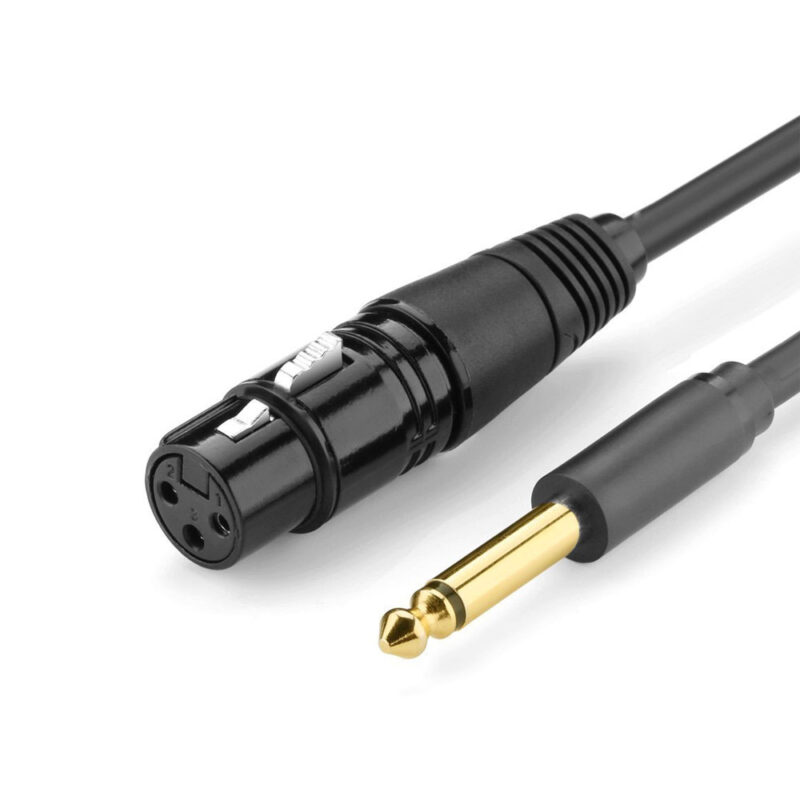Cabo Áudio Microfone Ugreen 6.35mm Macho Xlr Fêmea 2M Preto