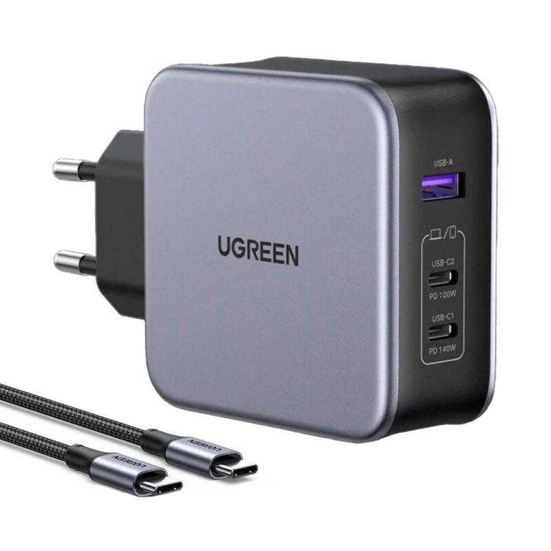 Carregador de Parede Ugreen Usb A/C 140W p/Android Ios Preto