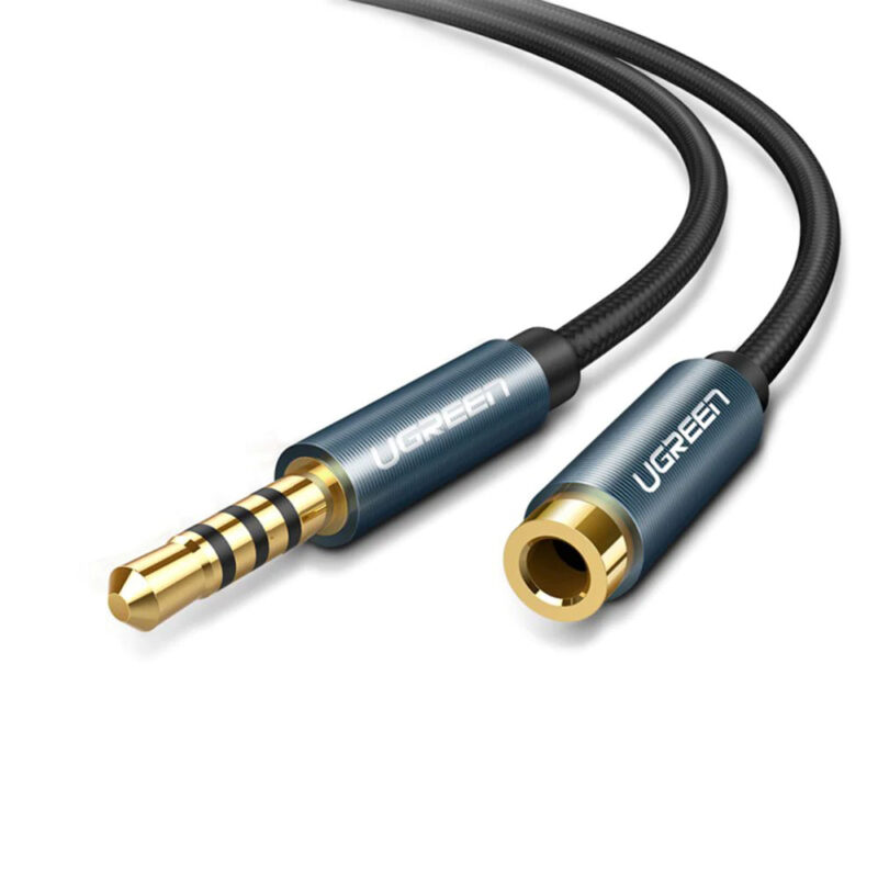 Cabo de Áudio Extensor Ugreen 3.5mm Macho/Fêmea 1M Preto