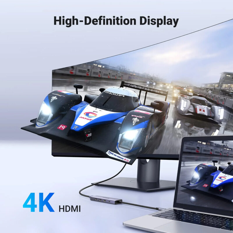 Hub Adaptador Ugreen 5In1 P/Usb C Hdmi + 100W Power Delivery