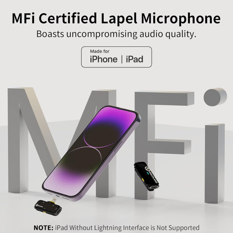 Sistema Microfone Sem Fio Hollyland Lark C1 Solo Lapela p/Ios Preto