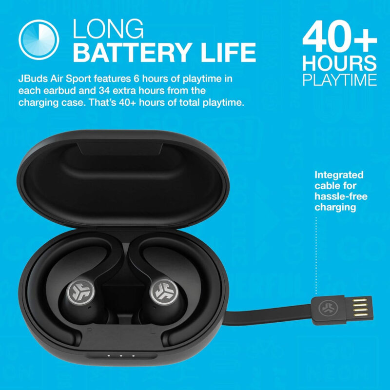 Fone Ouvido Sem Fio Jlab JBuds Air Sport Bluetooth 5.0 Preto