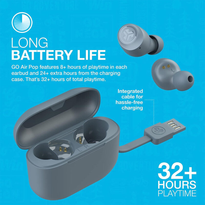 Fone de Ouvido Sem Fio Jlab Go Air Pop Bluetooth 5.1 Ardósia