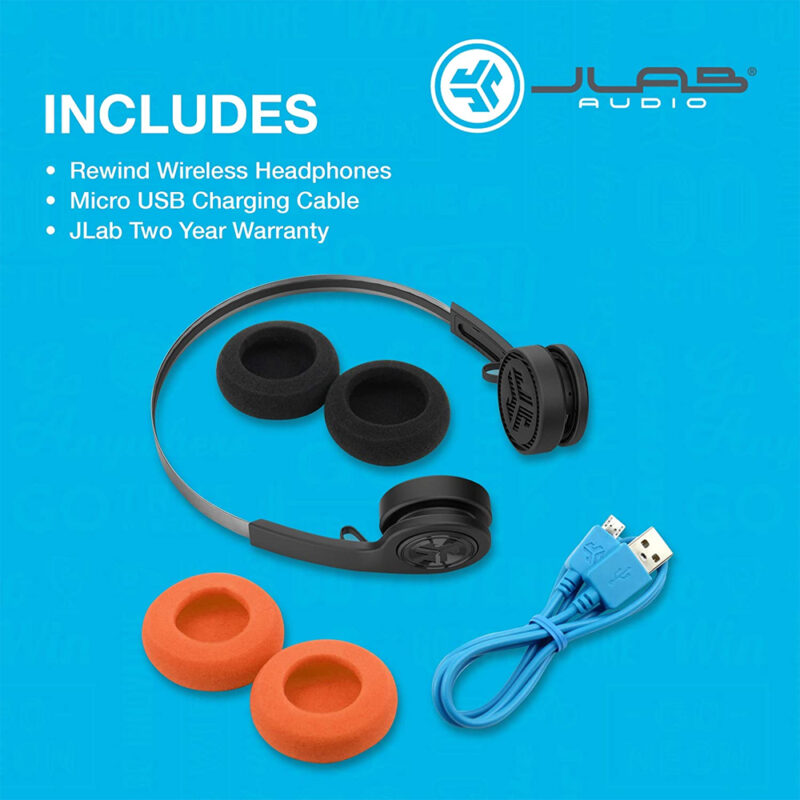 Fone de Ouvido Sem Fio Jlab Rewind Retro Bluetooth 4.2 Preto