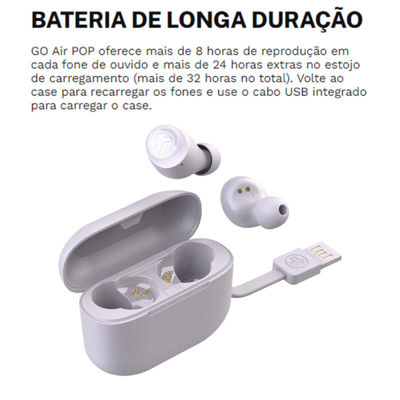 Fone de Ouvido Sem Fio Jlab Go Air Pop Bluetooth 5.1 Lilac