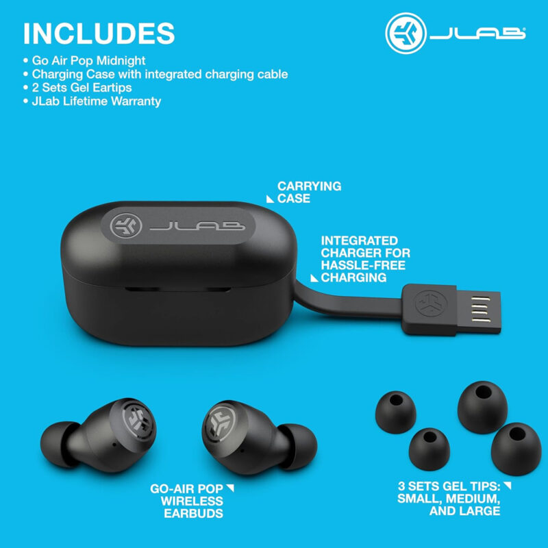 Fone de Ouvido Sem Fio Jlab Go Air Pop Bluetooth 5.1 Preto