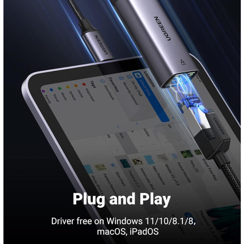 Adaptador Rede Internet Ugreen Usb C p/Rj45 Ethernet Cinza