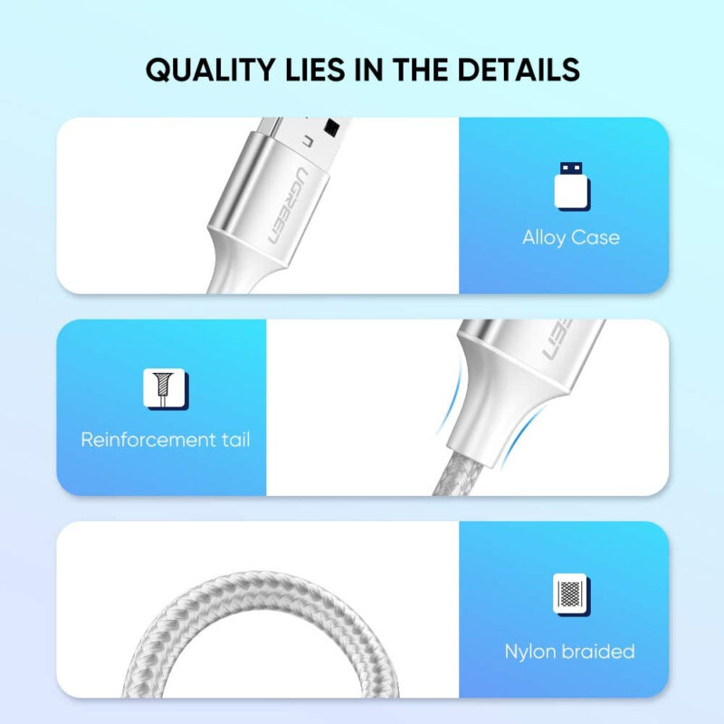 Cabo de Dados Ugreen US288 Usb 2.0 p Micro Usb Tipo C 0.5m