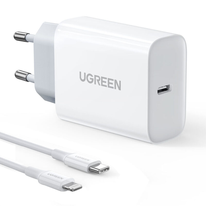 Carregador iPhone Ugreen 20W Cabo Lightning Usb C Certif Mfi