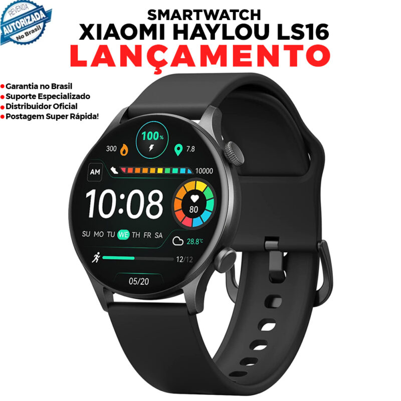 Relógio Smartwatch Xiaomi Haylou Ls16 BT 5.2 Tela 1.4 pol.