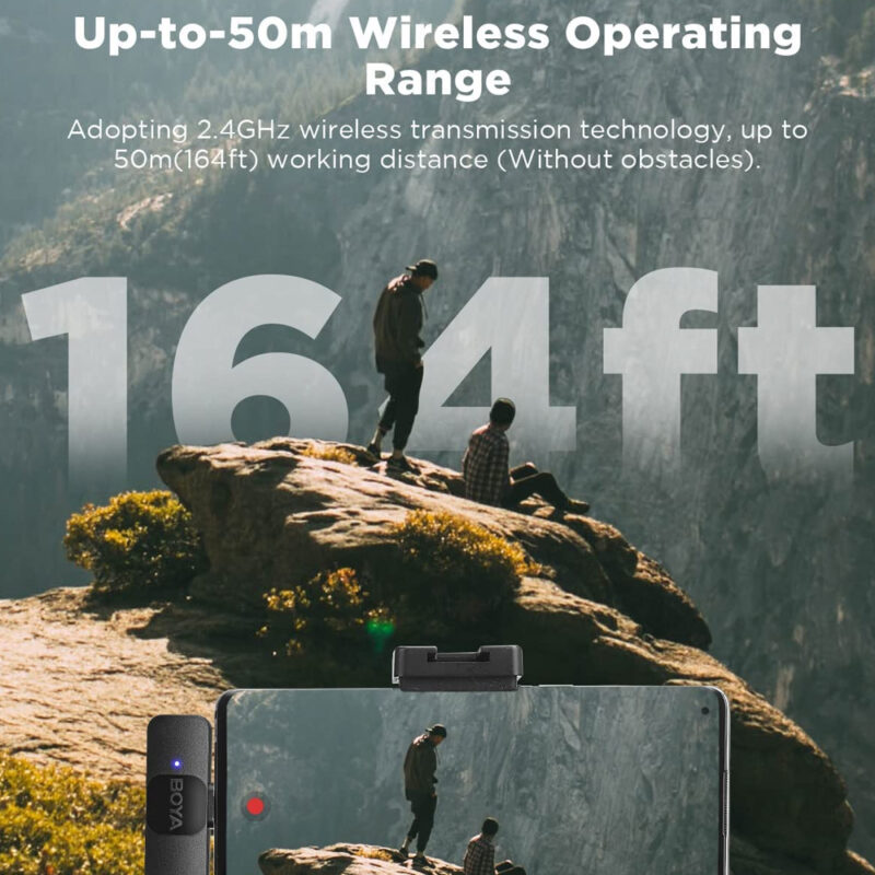 Microfone de Lapela Boya By-v20 Usb C  p/Android 2.4ghz Preto