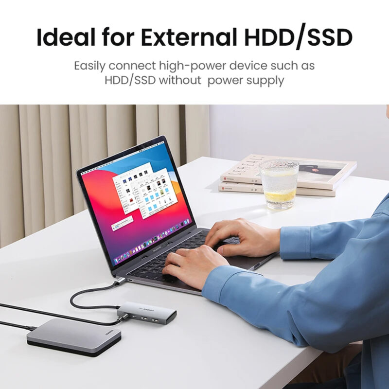 Hub Adaptador Ugreen 4 in 1 Usb C p/Usb A 3.2 Cinza Espacial