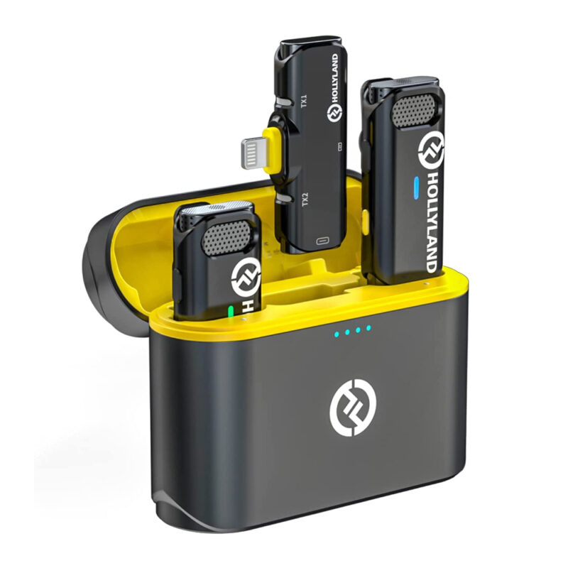 Sistema Microfone 2.4G Hollyland Lark C1 2 Pessoa p/Ios Preto