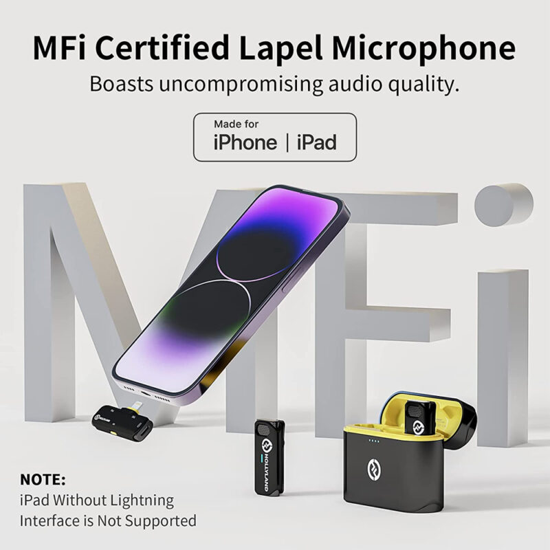 Sistema Microfone 2.4G Hollyland Lark C1 2 Pessoa p/Ios Preto