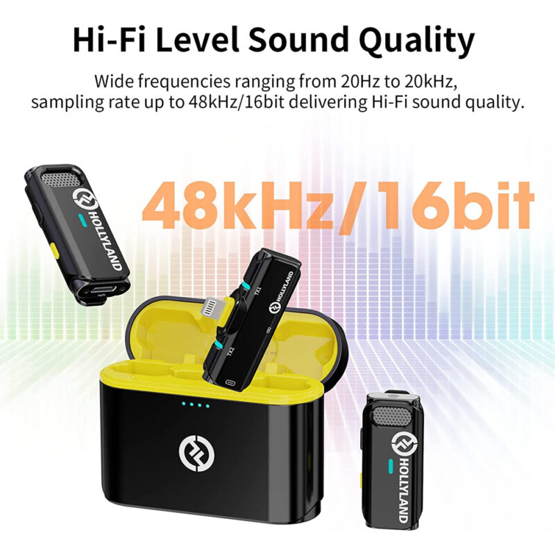 Sistema Microfone 2.4G Hollyland Lark C1 2 Pessoa p/Ios Preto