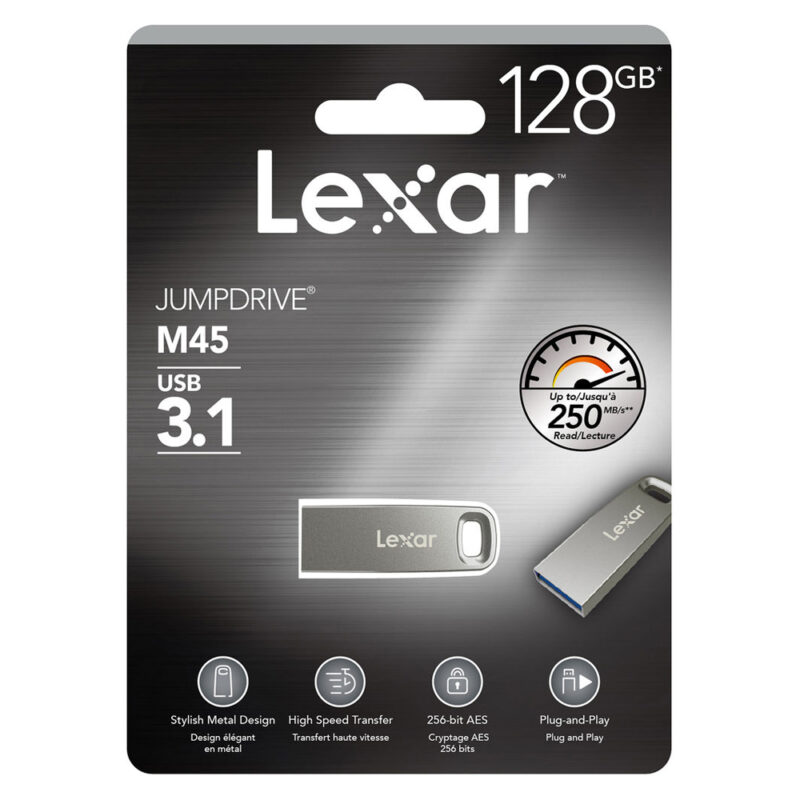 Pen Drive Lexar 128gb Jumpdrive M45 Usb 3.1 250Mbs Cinza
