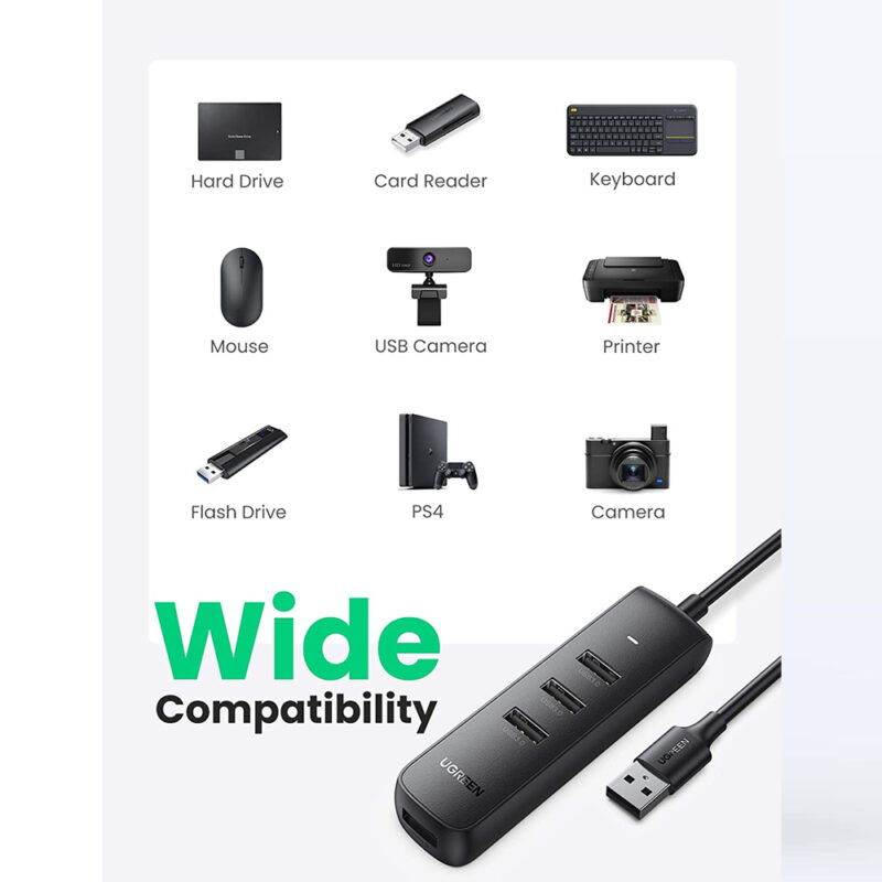 Ugreen Hub Adaptador Usb 3.0 com Porta Alimentação Micro Usb