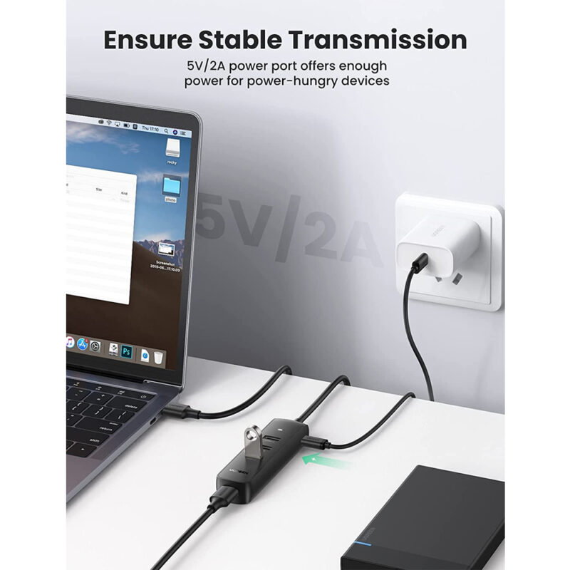 Ugreen Hub Adaptador Usb 3.0 com Porta Alimentação Micro Usb