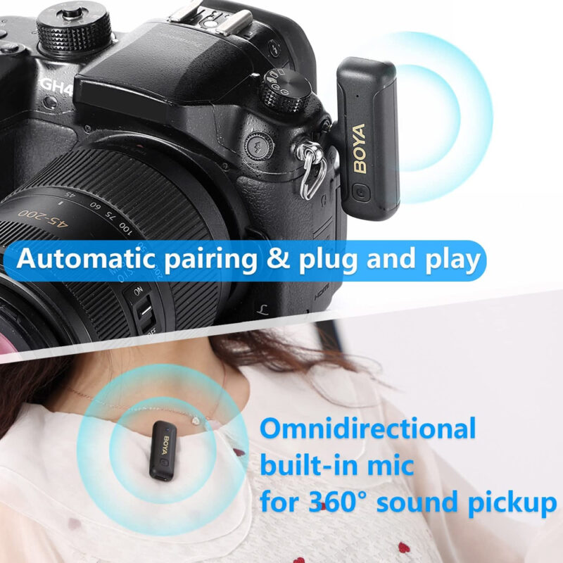 Sistema Microfone Lapela Boya By-wm3t2 M2 2.4Ghz 3.5mm Preto